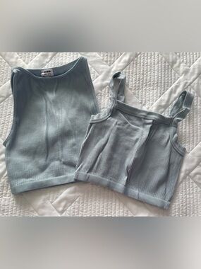 Cotton On blue ribbed crop top in a M, Lot of 2, like new